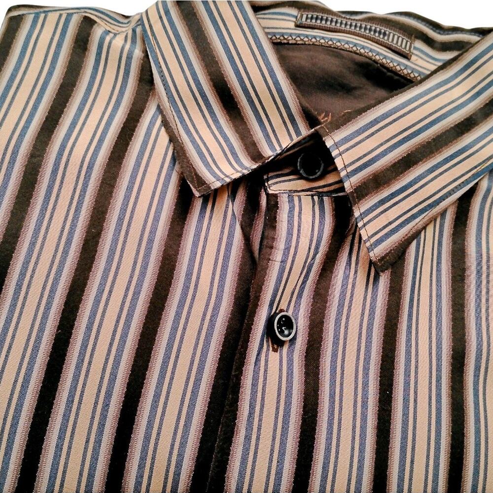 Tommy Bahama Men's LARGE Brown Silk Lon gSleeve Button Down Shirt